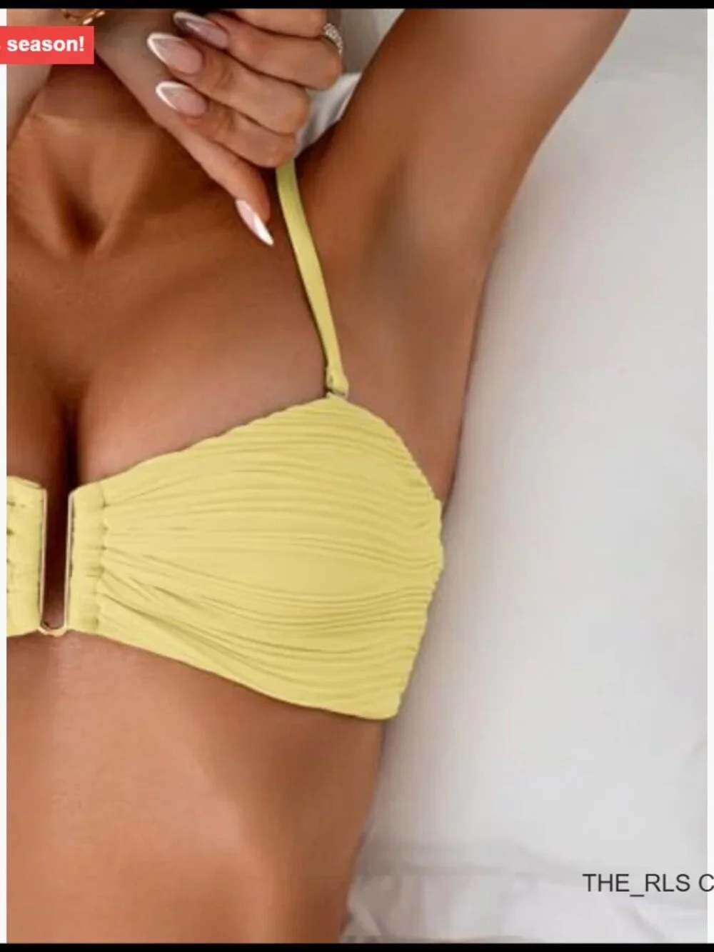 Ribbed Bikini Set with U Wire Adjustable Spaghetti Straps Ruched Two Piece